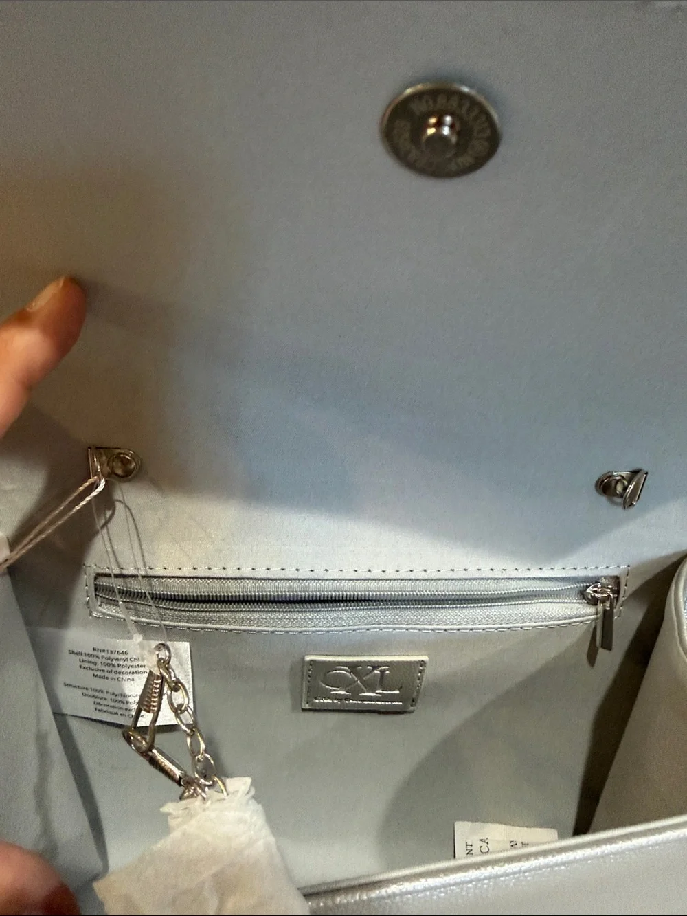 Christian Lacroix Metallic Silver Clutch with Emblem